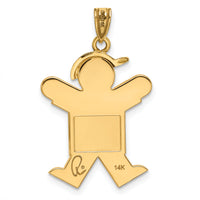 14k Solid Engravable Boy with Hat on Right Charm-XK387