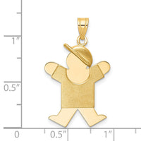 14k Solid Engravable Boy with Hat on Right Charm-XK387