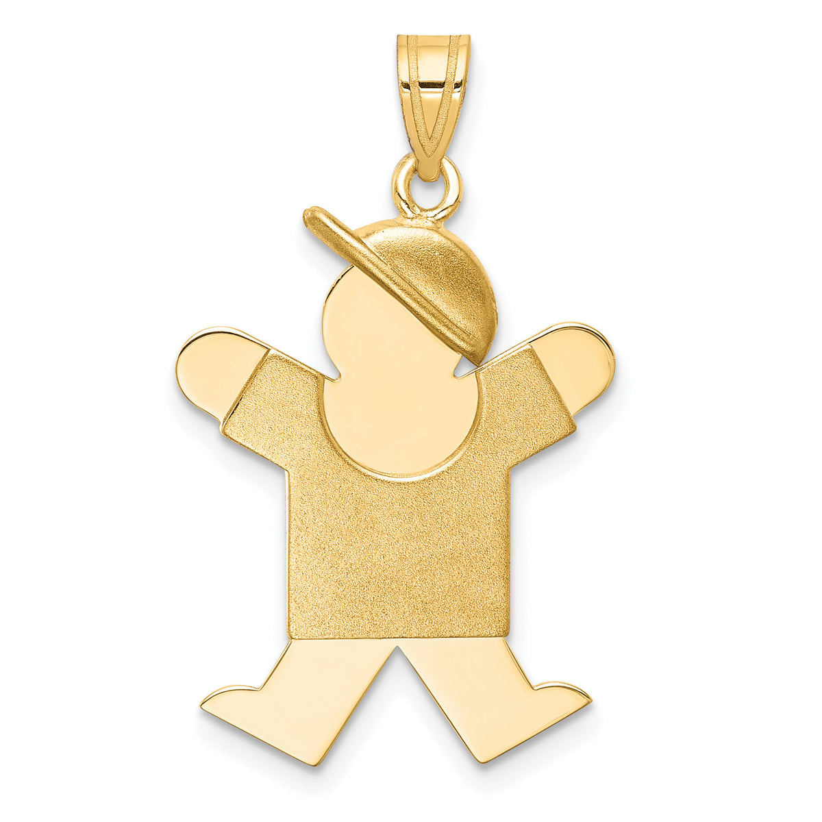 14k Solid Engravable Boy with Hat on Right Charm-XK387