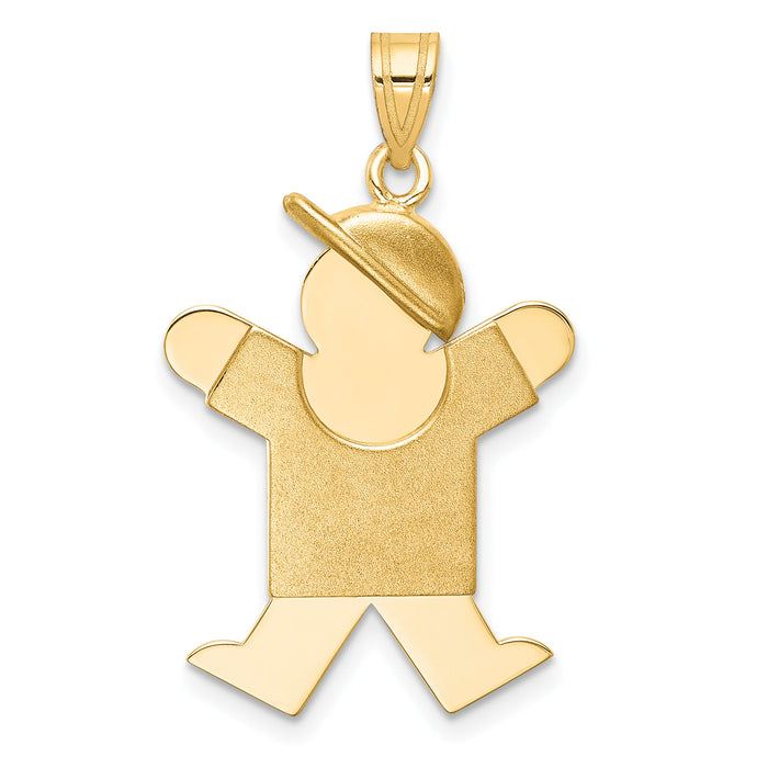 14k Solid Engravable Boy with Hat on Right Charm-XK387