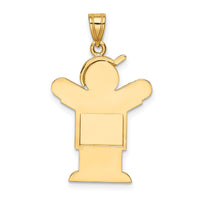 14k Solid Engravable Boy with Hat on Right Charm-XK388