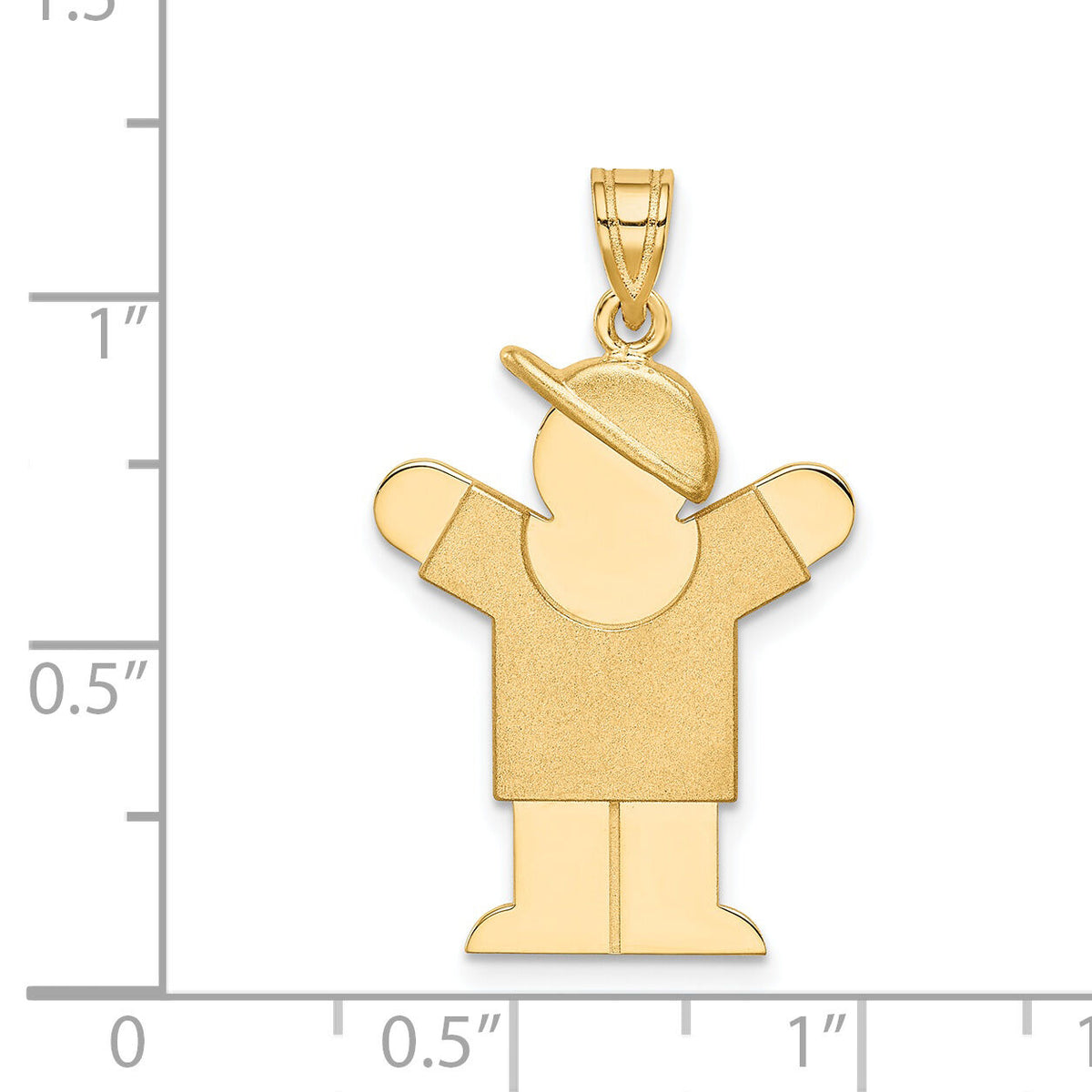 14k Solid Engravable Boy with Hat on Right Charm-XK388