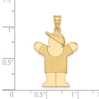 14k Solid Engravable Boy with Hat on Right Charm-XK388