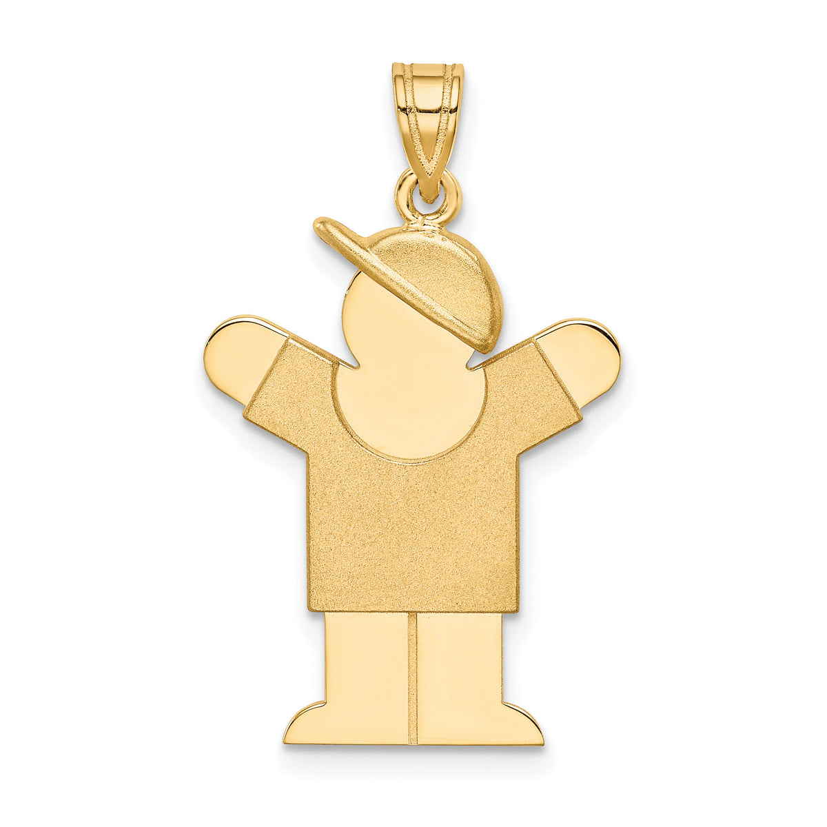 14k Solid Engravable Boy with Hat on Right Charm-XK388