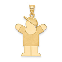 14k Solid Engravable Boy with Hat on Right Charm-XK388