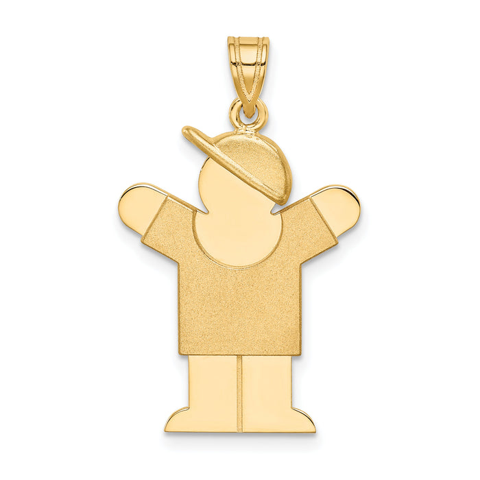 14k Solid Engravable Boy with Hat on Right Charm-XK388