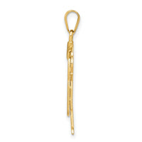 14k Solid Engravable Boy in Overalls with Hat on Left Charm-XK389