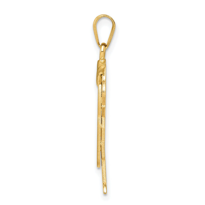 14k Solid Engravable Boy in Overalls with Hat on Left Charm-XK389