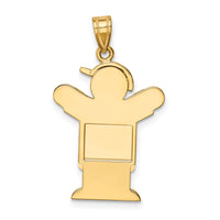 14k Solid Engravable Boy in Overalls with Hat on Left Charm-XK389