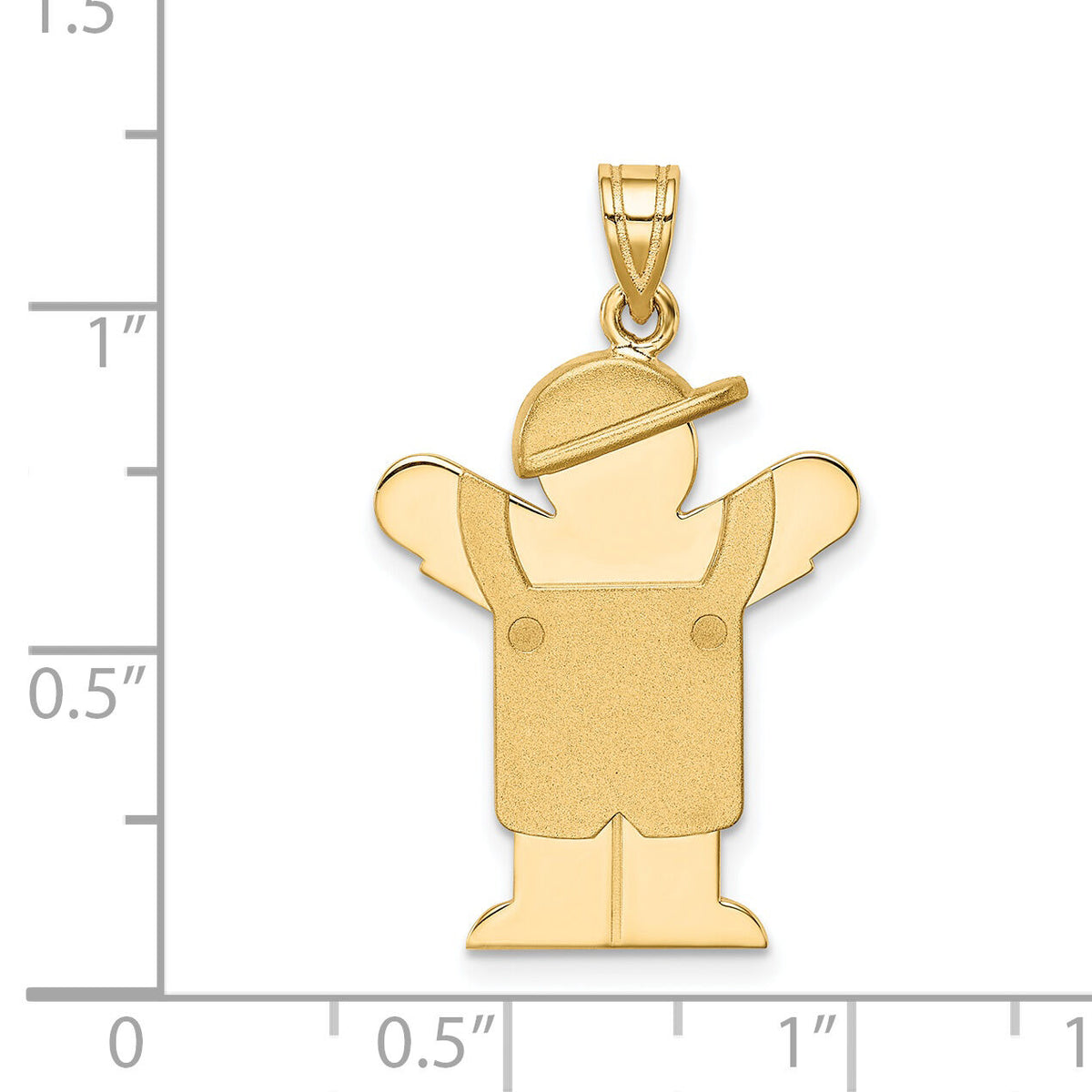 14k Solid Engravable Boy in Overalls with Hat on Left Charm-XK389