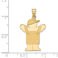 14k Solid Engravable Boy in Overalls with Hat on Left Charm-XK389