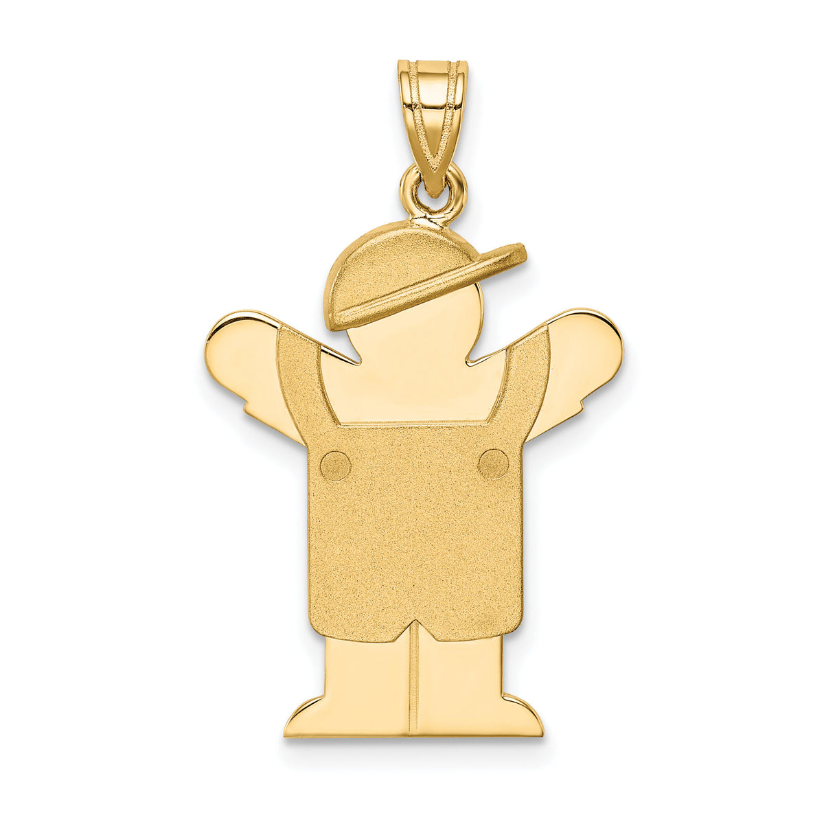 14k Solid Engravable Boy in Overalls with Hat on Left Charm-XK389