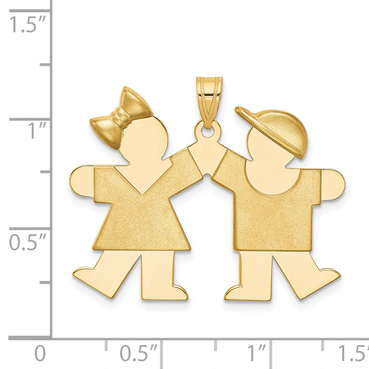 14k Solid Engravable Girl on Left and Boy on Right Charm-XK391