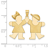 14k Solid Engravable Girl on Left and Boy on Right Charm-XK391