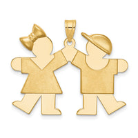 14k Solid Engravable Girl on Left and Boy on Right Charm-XK391