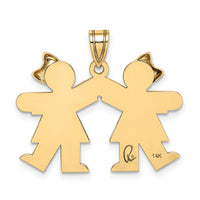 14k Solid Engravable Small Double Girls Charm-XK393