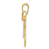 14k Solid Engravable Small Girl on Left and Boy on Right Charm-XK394