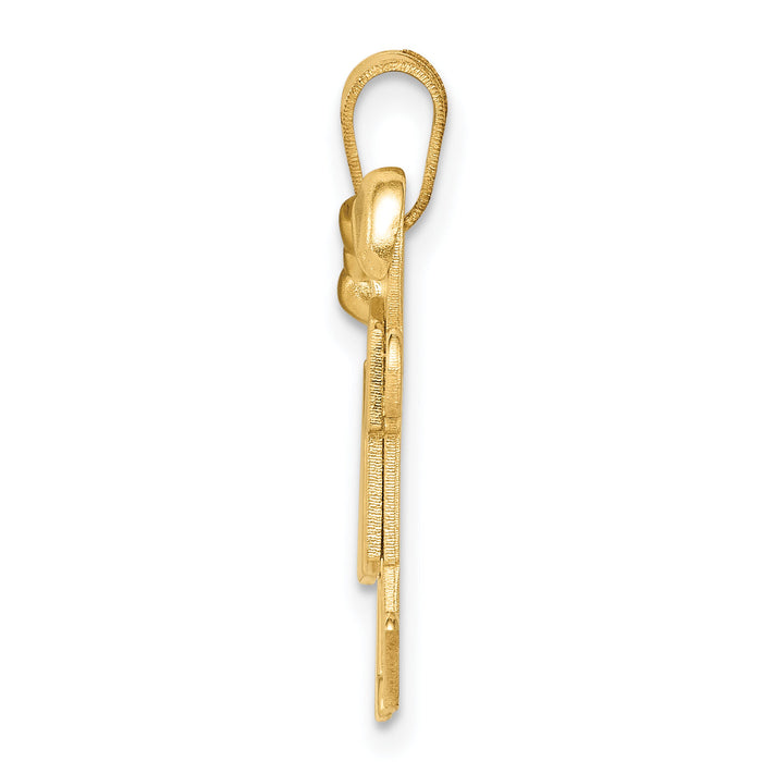 14k Solid Engravable Small Girl on Left and Boy on Right Charm-XK394