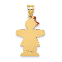 14k Two-Tone Small Girl with Bow on Left Engravable Charm-XK395