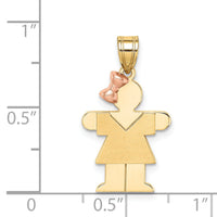14k Two-Tone Small Girl with Bow on Left Engravable Charm-XK395