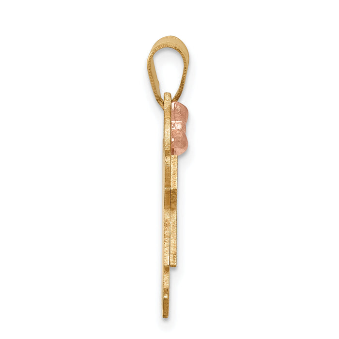 14k Two-Tone Small Girl with Bow on Left Engravable Charm-XK396