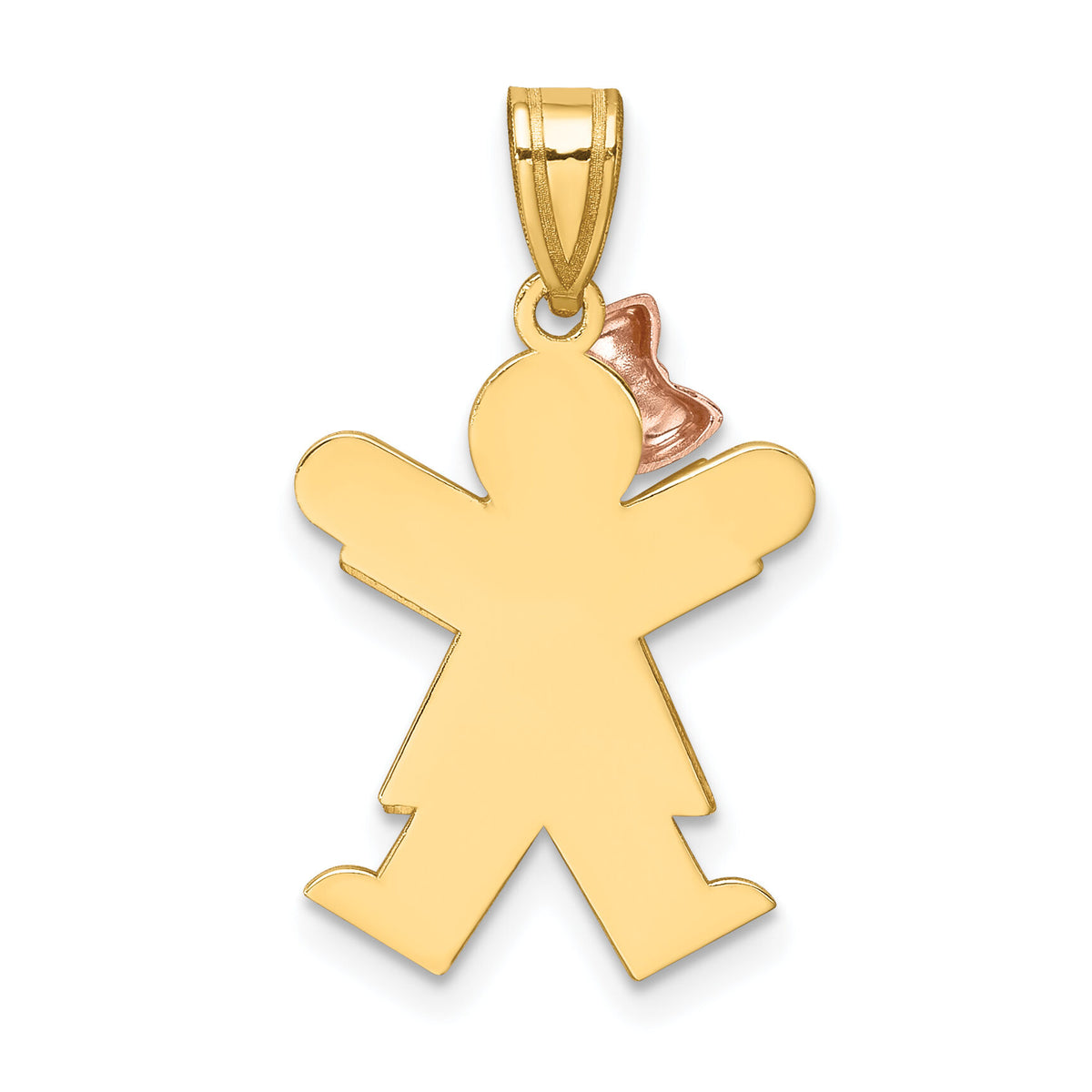 14k Two-Tone Small Girl with Bow on Left Engravable Charm-XK396