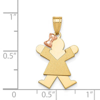 14k Two-Tone Small Girl with Bow on Left Engravable Charm-XK396