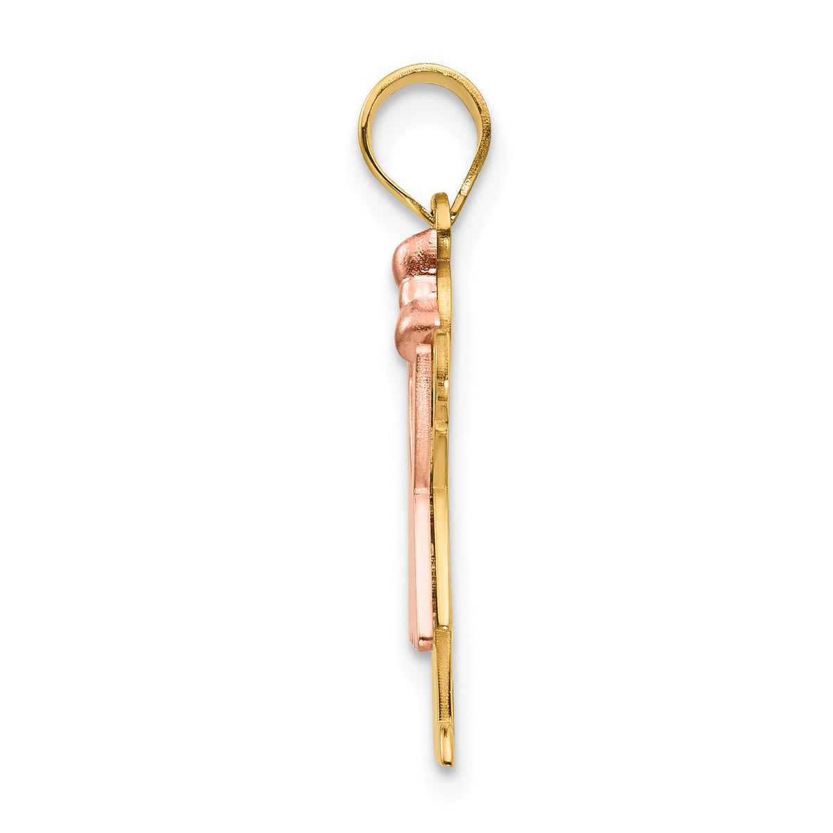 14k Two-Tone Small Girl with Bow on Right Engravable Charm-XK397