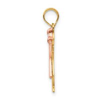 14k Two-Tone Small Girl with Bow on Right Engravable Charm-XK397