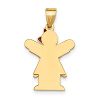 14k Two-Tone Small Girl with Bow on Right Engravable Charm-XK397