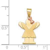 14k Two-Tone Small Girl with Bow on Right Engravable Charm-XK397