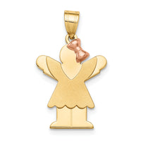 14k Two-Tone Small Girl with Bow on Right Engravable Charm-XK397