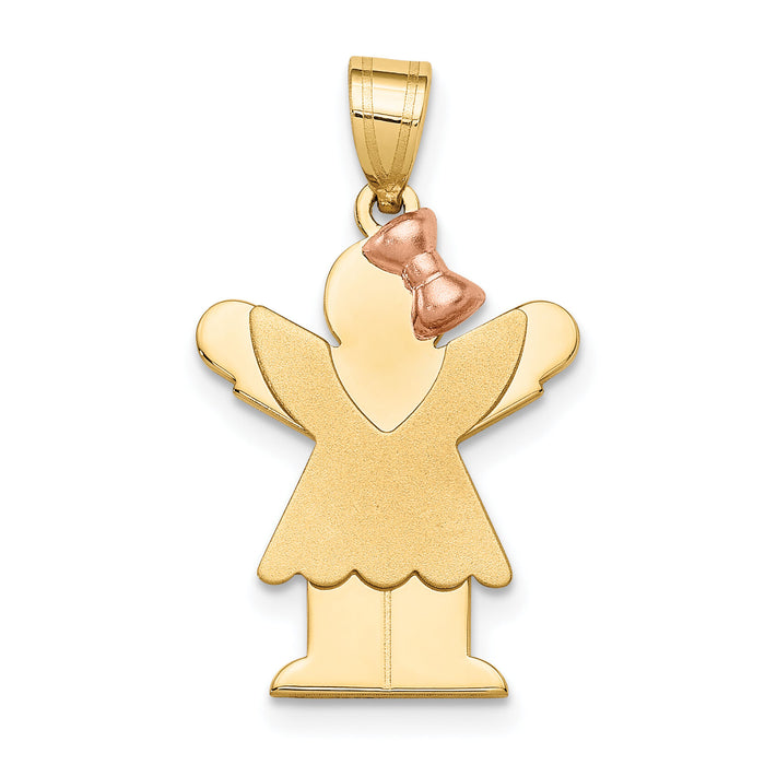 14k Two-Tone Small Girl with Bow on Right Engravable Charm-XK397