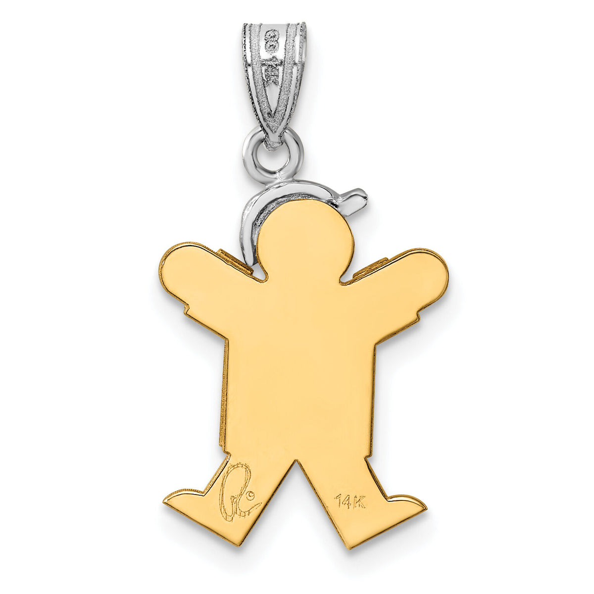 14k Two-Tone Small Boy with Hat on Right Engravable Charm-XK398
