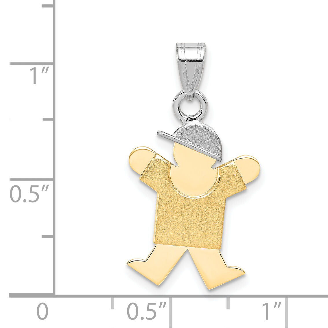 14k Two-Tone Small Boy with Hat on Right Engravable Charm-XK398