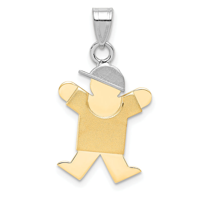 14k Two-Tone Small Boy with Hat on Right Engravable Charm-XK398