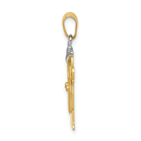 14k Two-Tone Small Boy with Hat on Left Engravable Charm-XK399