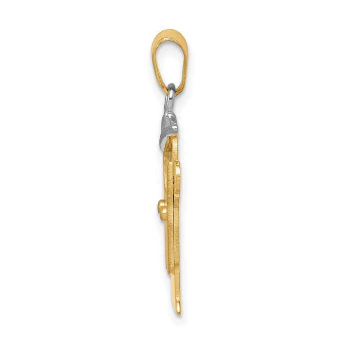 14k Two-Tone Small Boy with Hat on Left Engravable Charm-XK399
