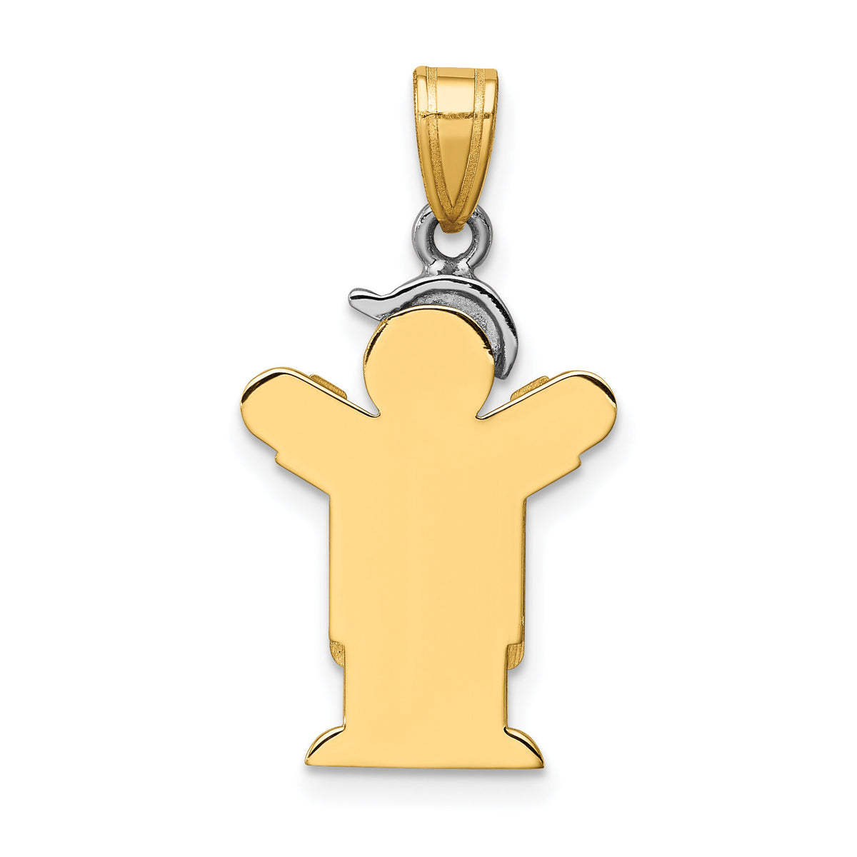 14k Two-Tone Small Boy with Hat on Left Engravable Charm-XK399