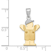 14k Two-Tone Small Boy with Hat on Left Engravable Charm-XK399