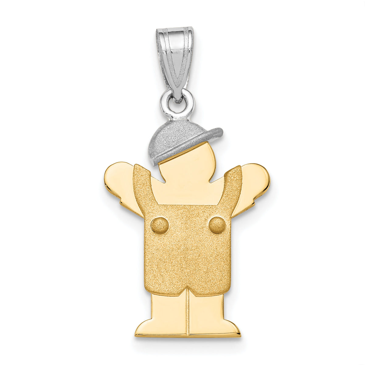 14k Two-Tone Small Boy with Hat on Left Engravable Charm-XK399