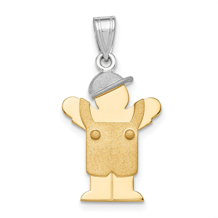 14k Two-Tone Small Boy with Hat on Left Engravable Charm-XK399