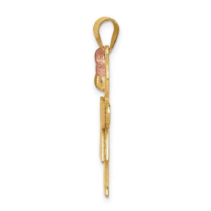 14k Two-Tone Large Girl with Bow on Left Engravable Charm-XK400