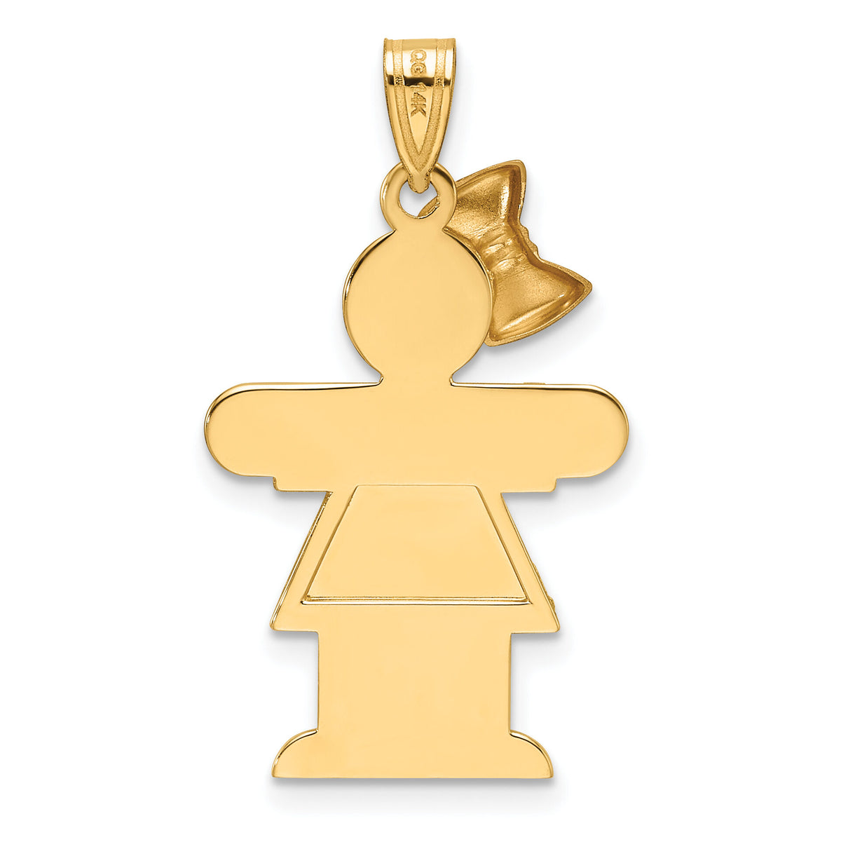 14k Two-Tone Large Girl with Bow on Left Engravable Charm-XK400