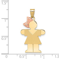 14k Two-Tone Large Girl with Bow on Left Engravable Charm-XK400