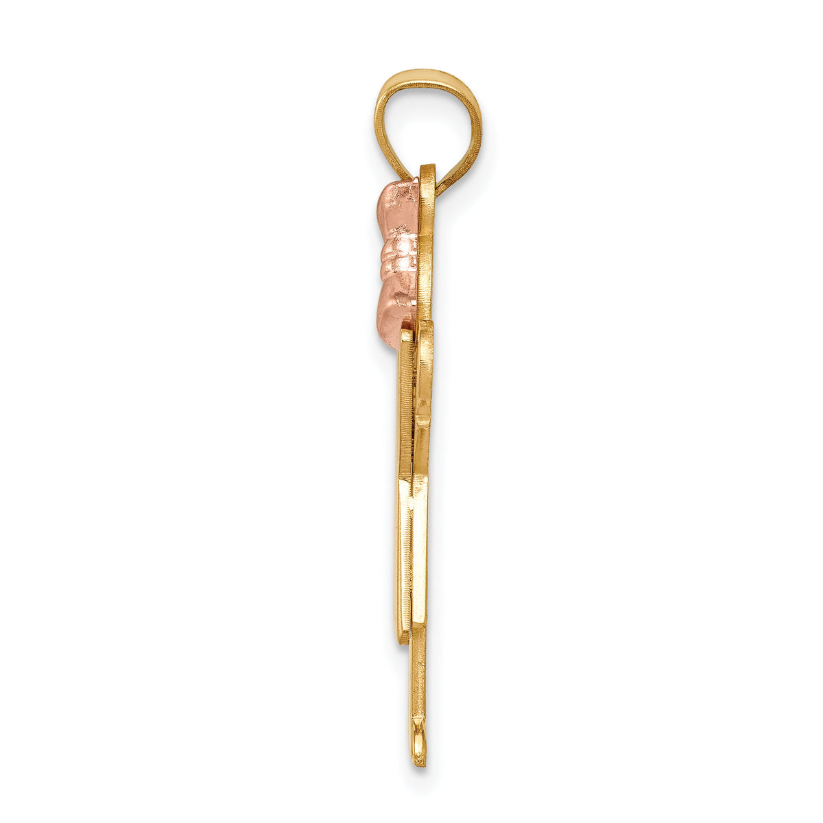 14k Two-Tone Large Girl with Bow on Right Engravable Charm-XK402