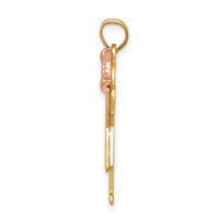 14k Two-Tone Large Girl with Bow on Right Engravable Charm-XK402