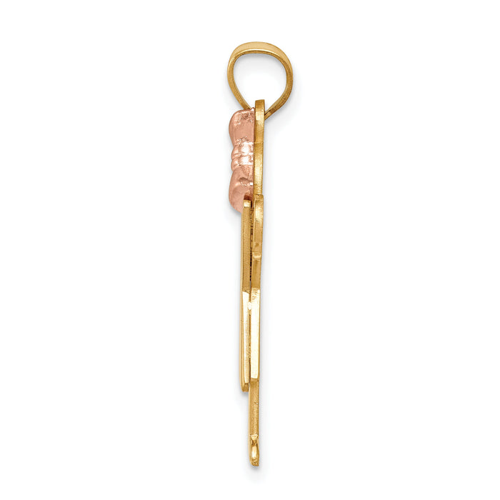14k Two-Tone Large Girl with Bow on Right Engravable Charm-XK402