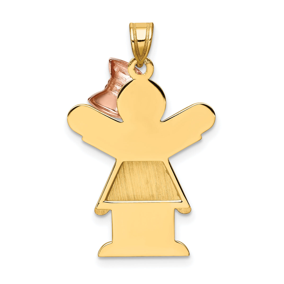 14k Two-Tone Large Girl with Bow on Right Engravable Charm-XK402