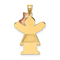 14k Two-Tone Large Girl with Bow on Right Engravable Charm-XK402